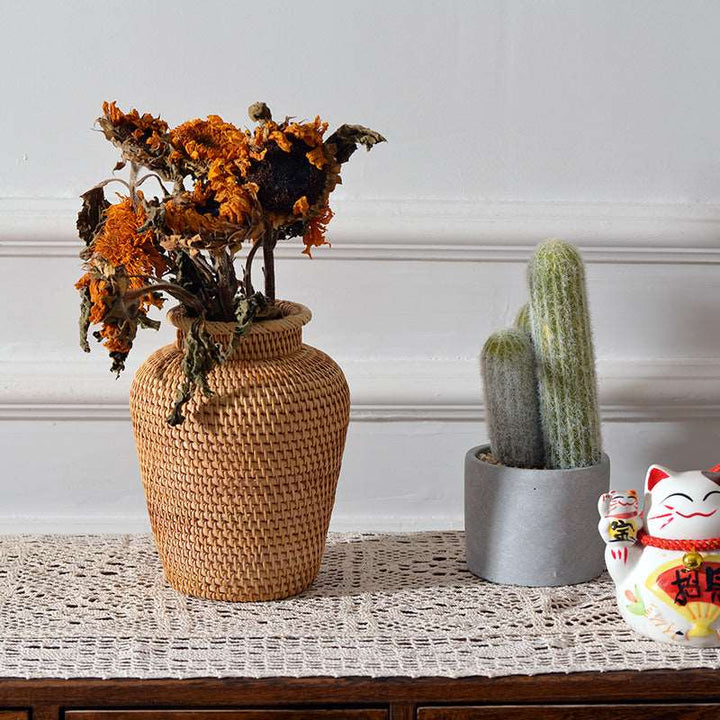 Woven Rattan Table Vase