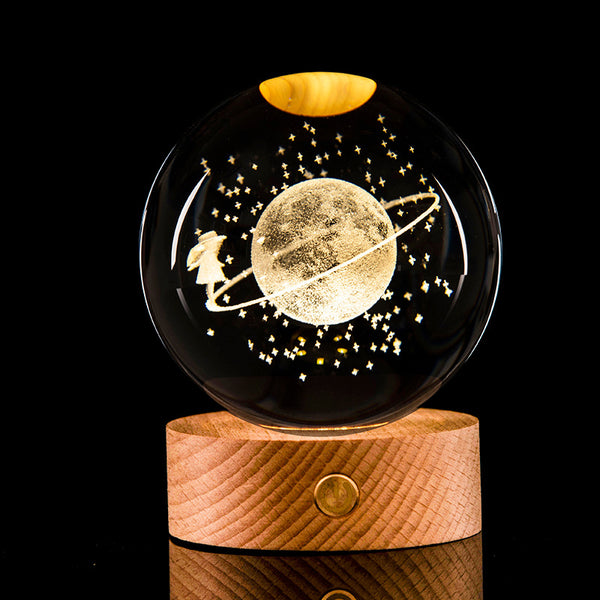 Luminous 3D Laser-Carved Crystal Sphere: Diverse Inner Designs Decor